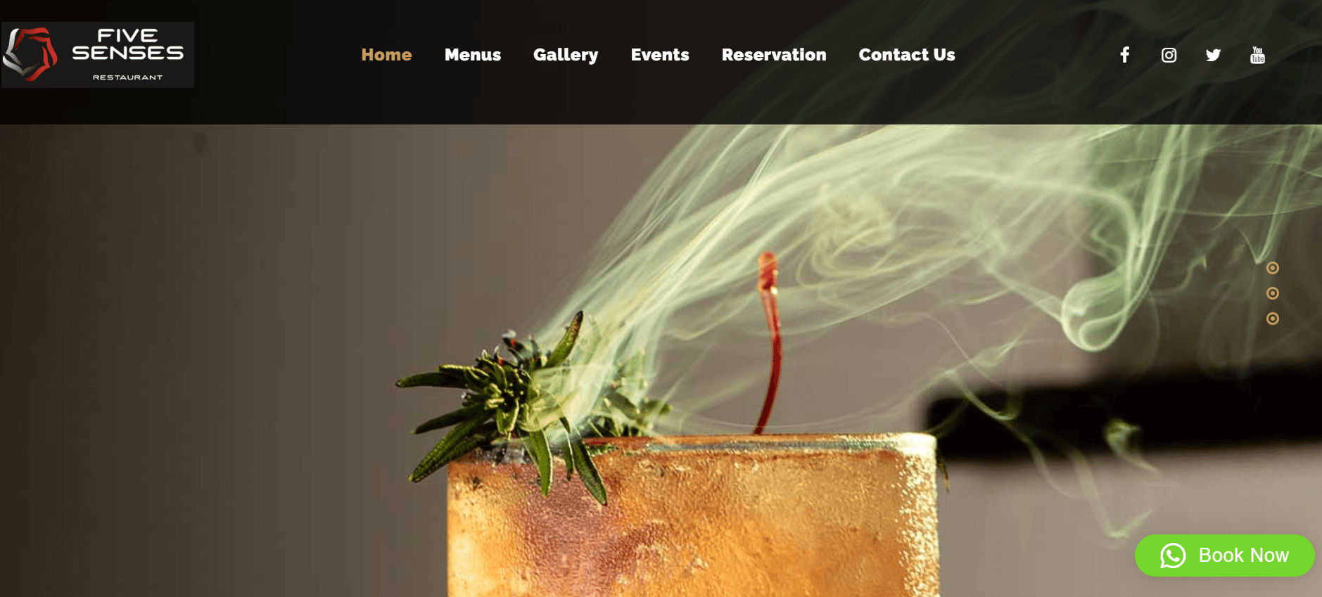 5 Senses Restaurant website preview