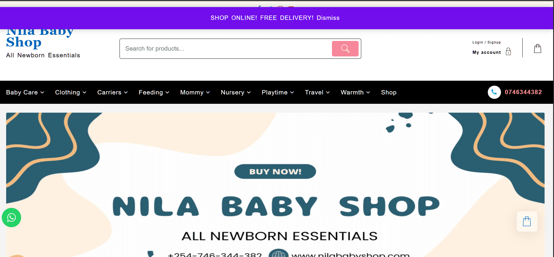 Nila Baby Shop website preview